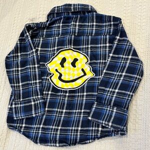 Toddler Boy 2T Smiley Emoji Cotton Flannel L/S shirt by Mish Kids